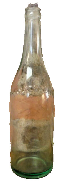 Vintage Ginger Ale Bottle Embossed Saegertown Old Style Green Glass 11.5\