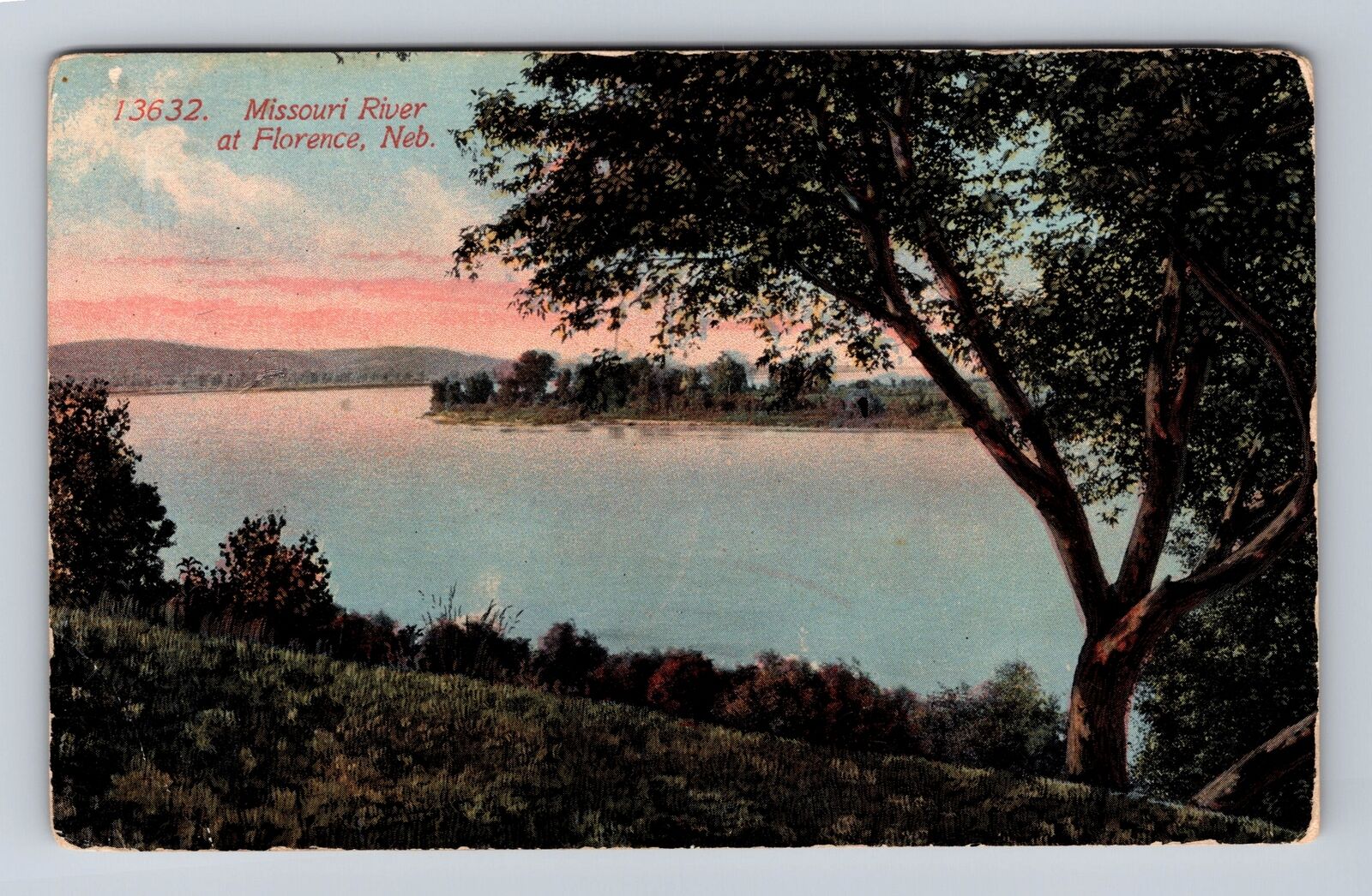 Florence NE-Nebraska, Missouri River, Antique, Vintage c1914 Souvenir Postcard