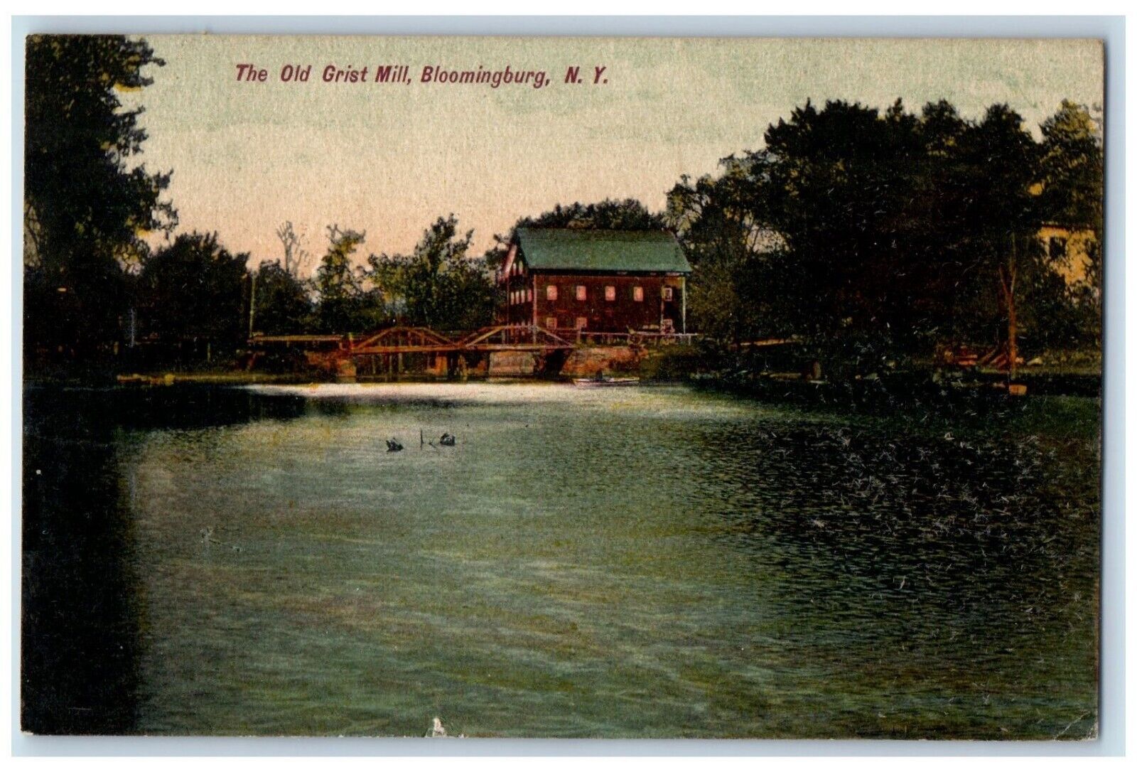1908 Old Grist Mill Lake River Exterior Building Bloomingburg New York Postcard