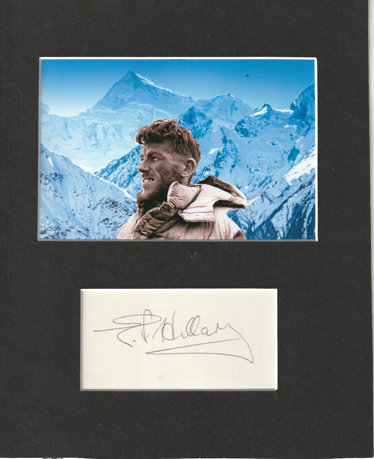 Sir Edmund Hillary signed matted with photo frame size 8x10 COA D23