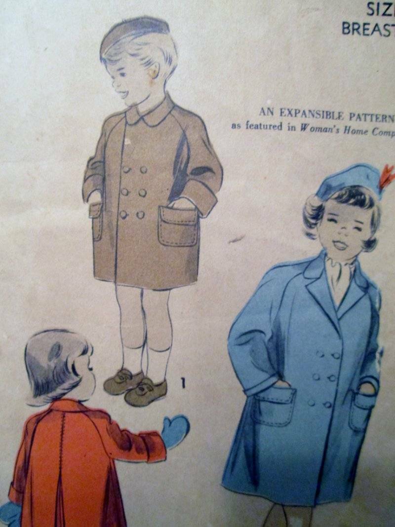 Vtg ADVANCE 5466 CHILD COAT BOY GIRL Pattern Sewing 1950s UNCUT UNPRINTED Sz6 B2