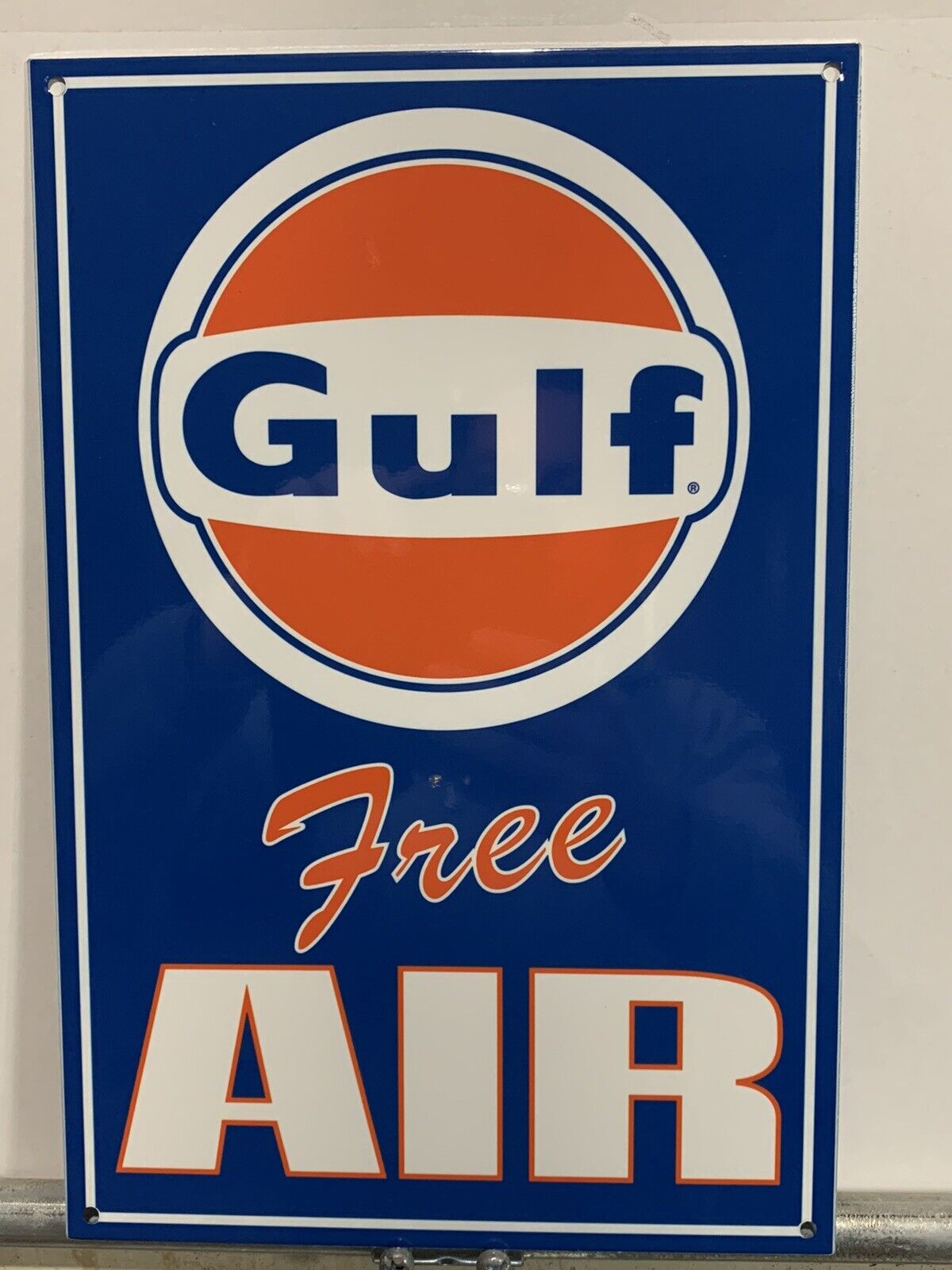 Vintage Style Gulf Free Air Gas Pump Steel Metal Top Quality Sign
