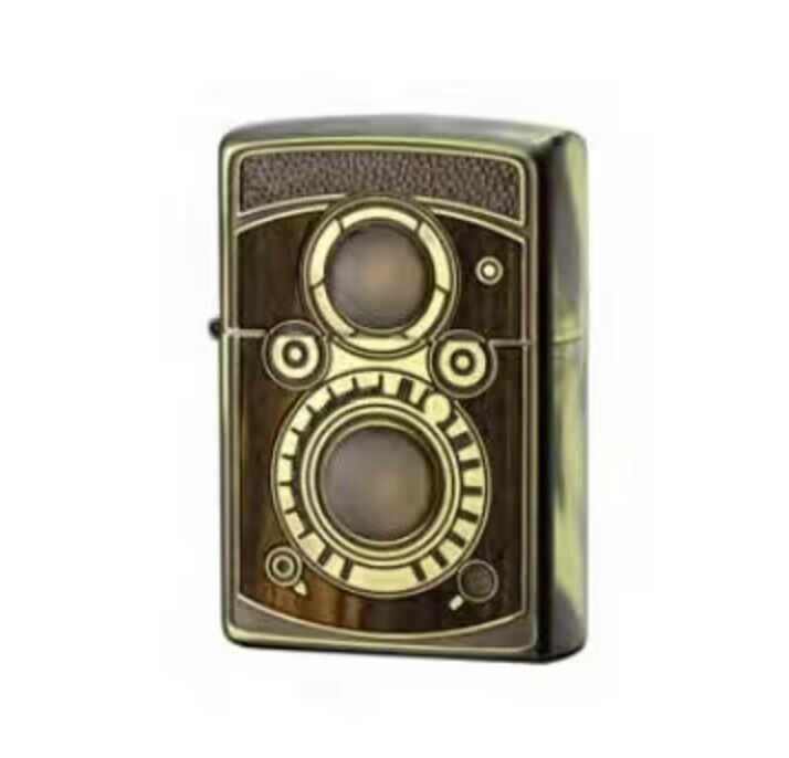 Zippo Oil Lighter Twin-lens reflex camera wood Inlay ZIPPO Both Sides MIB Rare