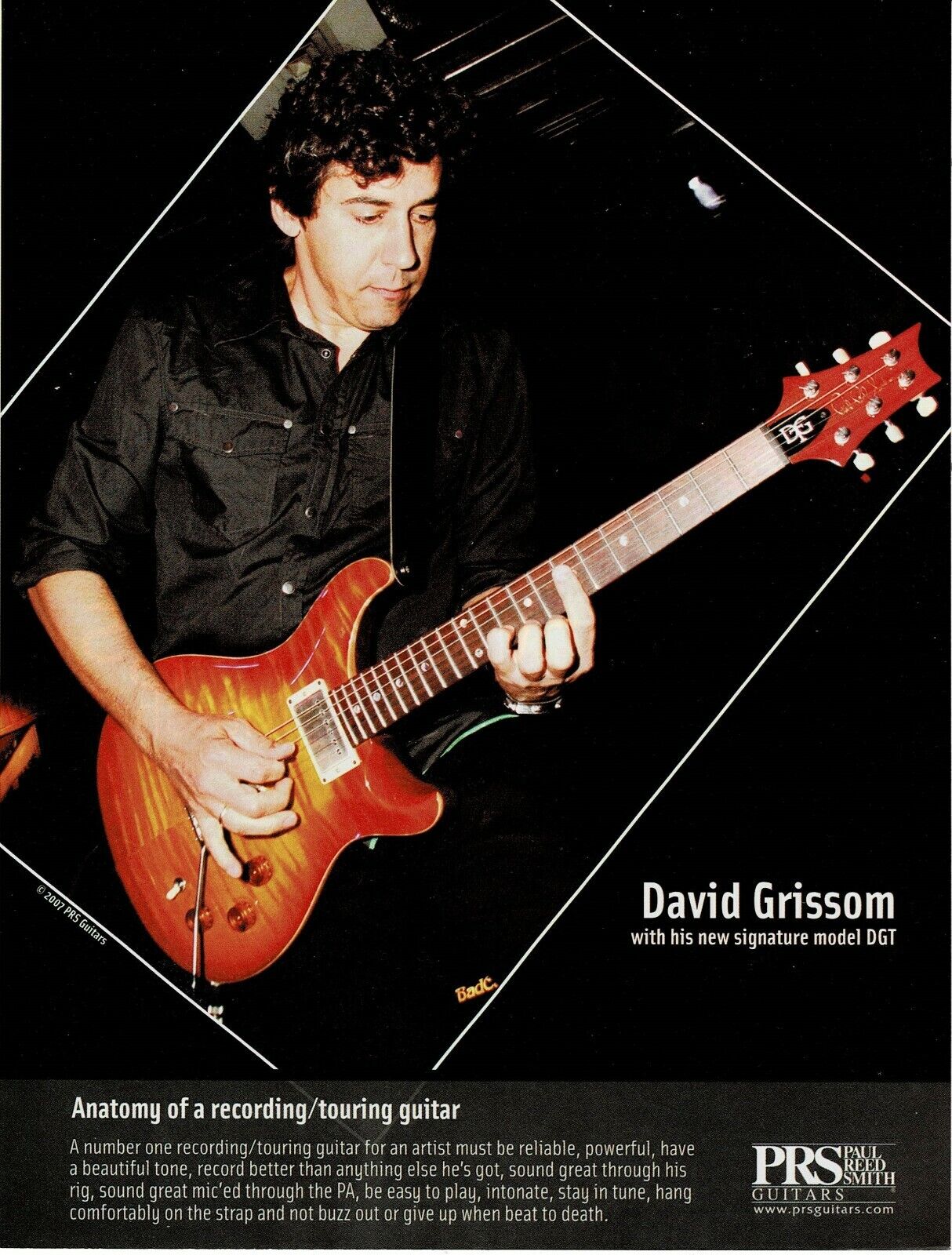 PRS Guitars - DGT - David Grissom - 2008 Print Advertisement