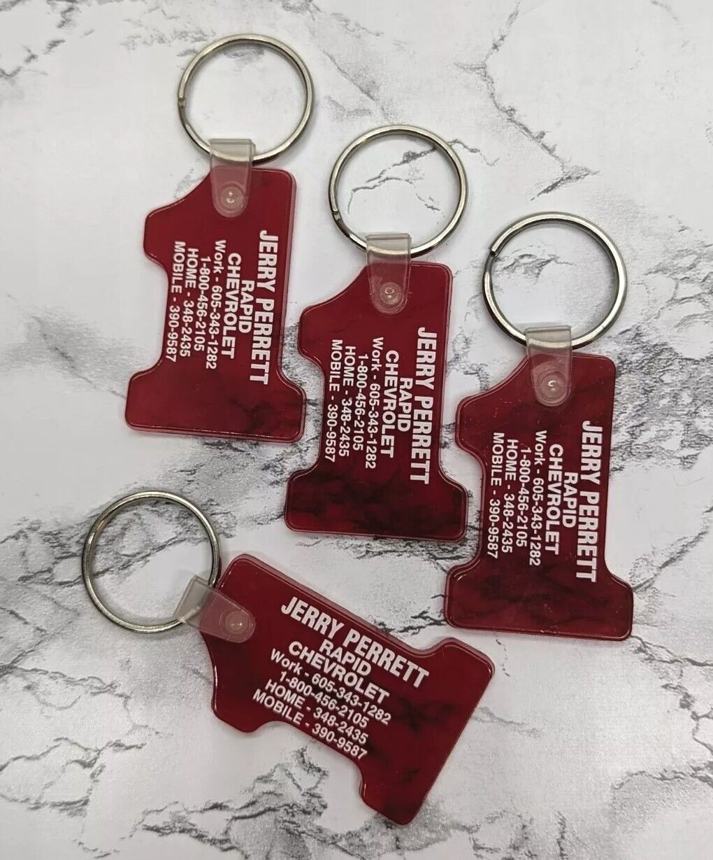 Vintage Rapid Chevrolet Keychain Lot of 4 Dealership #1 Red Advertising Chevy