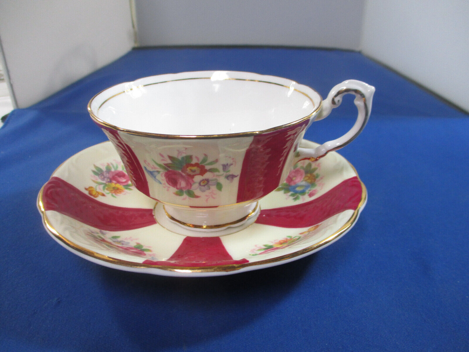 Vintage Paragon Fine Bone China England Blue Floral Tea Cup and Saucer Set