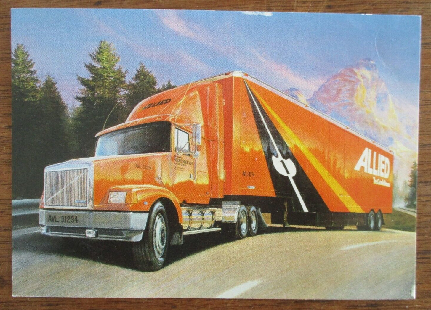 1991 Kalamazoo Michigan Allied Van Lines Truck Moving Co Advertising Postcard