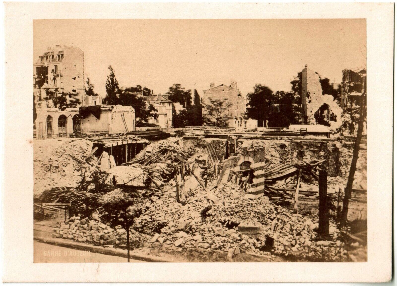 Paris Ruines May 1871.La Commune.Gare d\'Auteuil.Photo albuminated by Paul Loubère