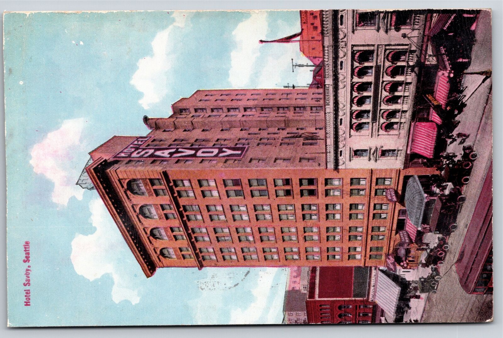 Seattle WA~Hotel Savoy~Built 1905-06~12 Story Brick~Imploded 1986~1913 Postcard