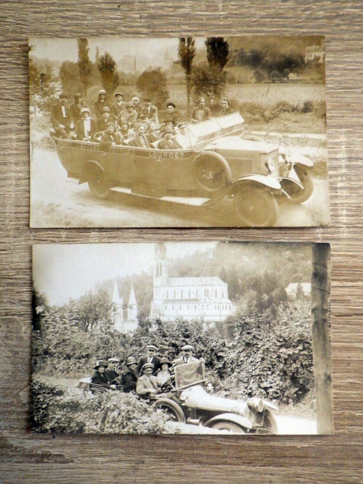 CPA / CPSM Postcards CIRCA 1925 Heavy Excursion COACH & AUTOMOBILE Photos