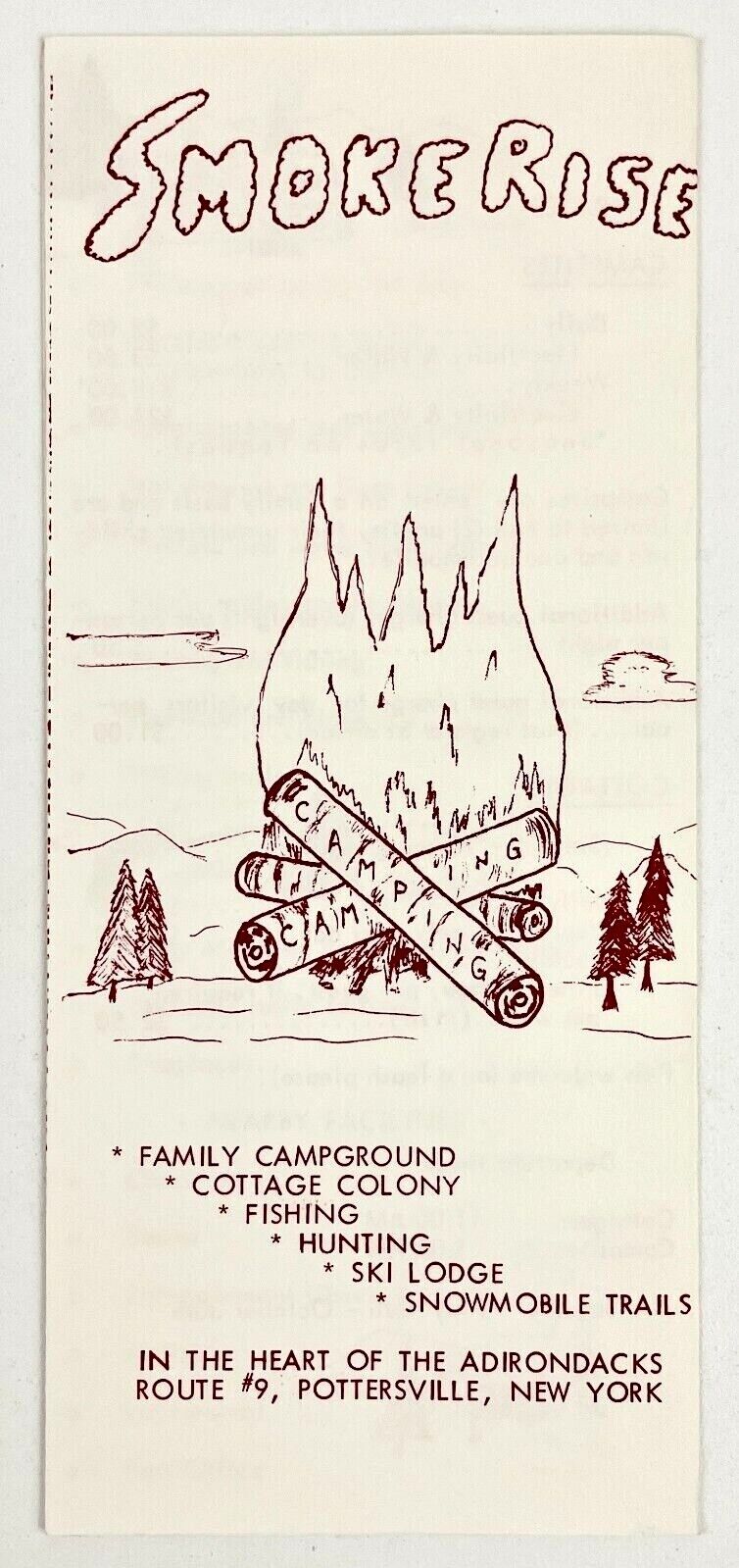 1970s Pottersville New York Smoke Rise Family Camping Site VTG Travel Brochure 