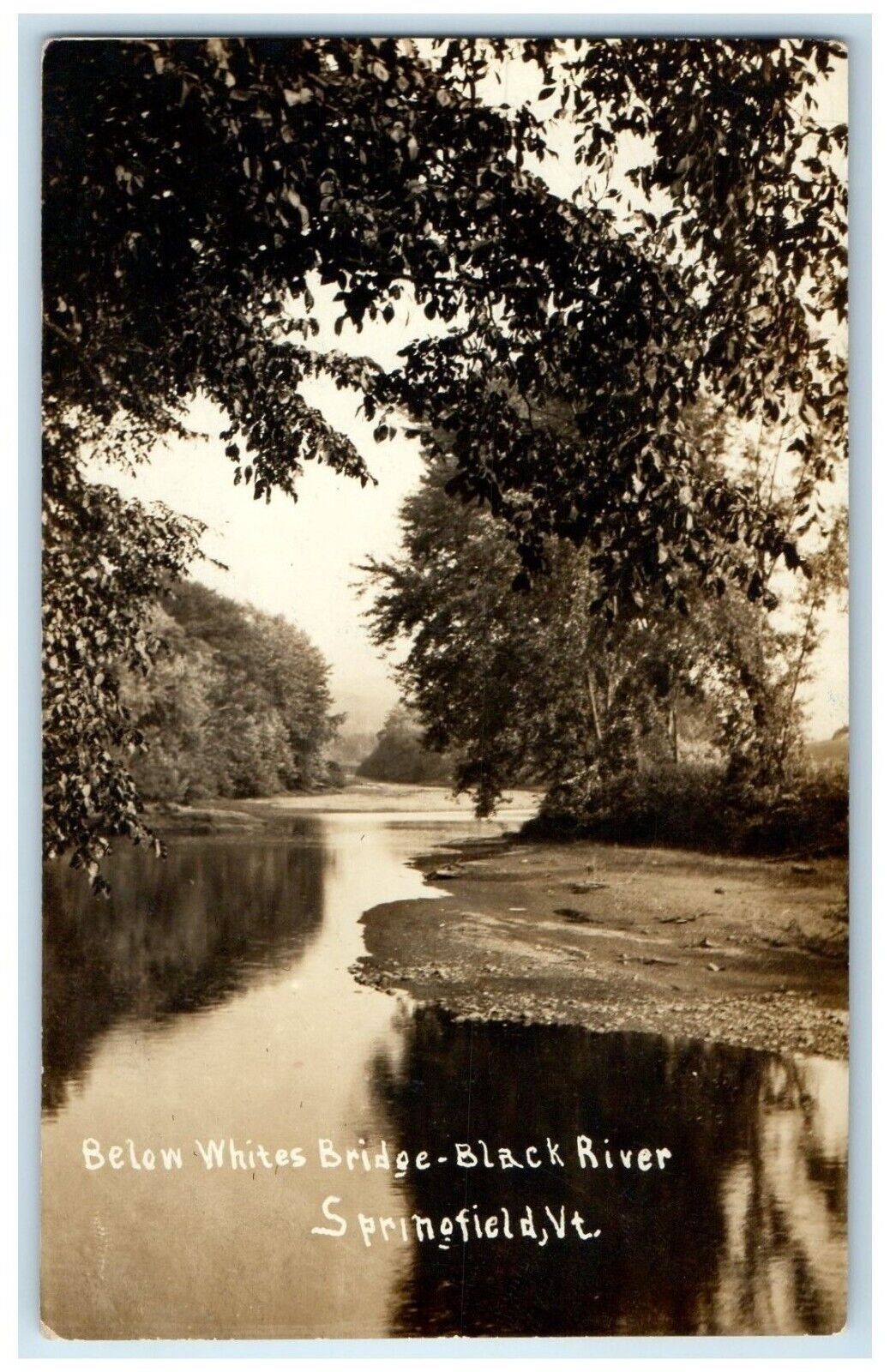 c1910's Below Whites Bridge Black River Springfield VT RPPC Photo Postcard