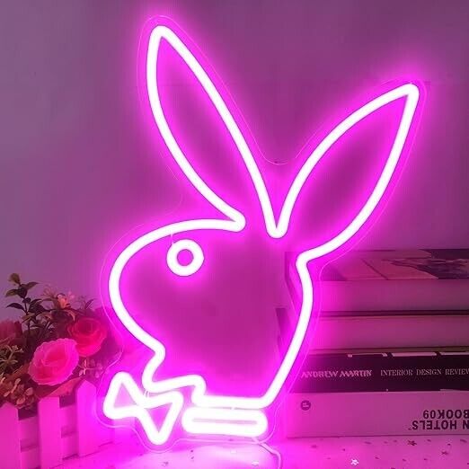 Playboy Neon Sign Rabbit Bunny Neon Sign Dimmable Acrylic LED Neon Light Sign fo