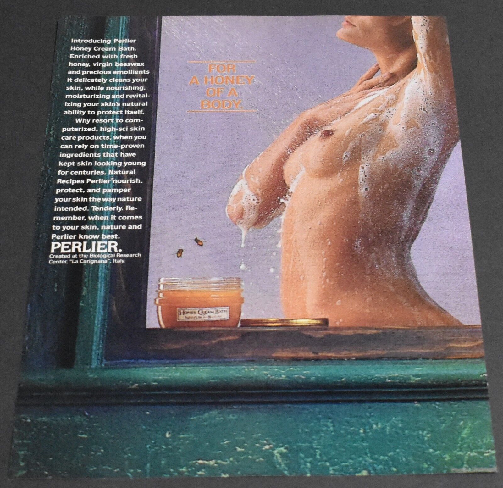 1989 Print Ad Sexy Honey of Body Lady Taking Shower Beauty Art Perlier Pinup