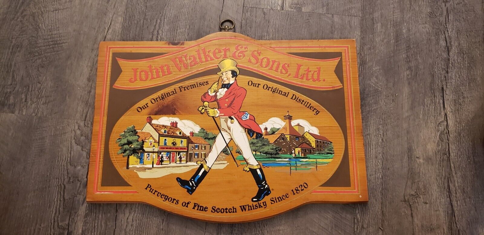 Vintage Handpainted John Walker & Sons Whisky Bar Sign 