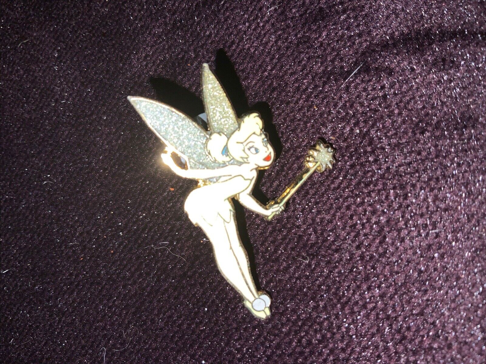 Disneyland Paris Tinker Bell With Wand Glitter Wings Character Pin