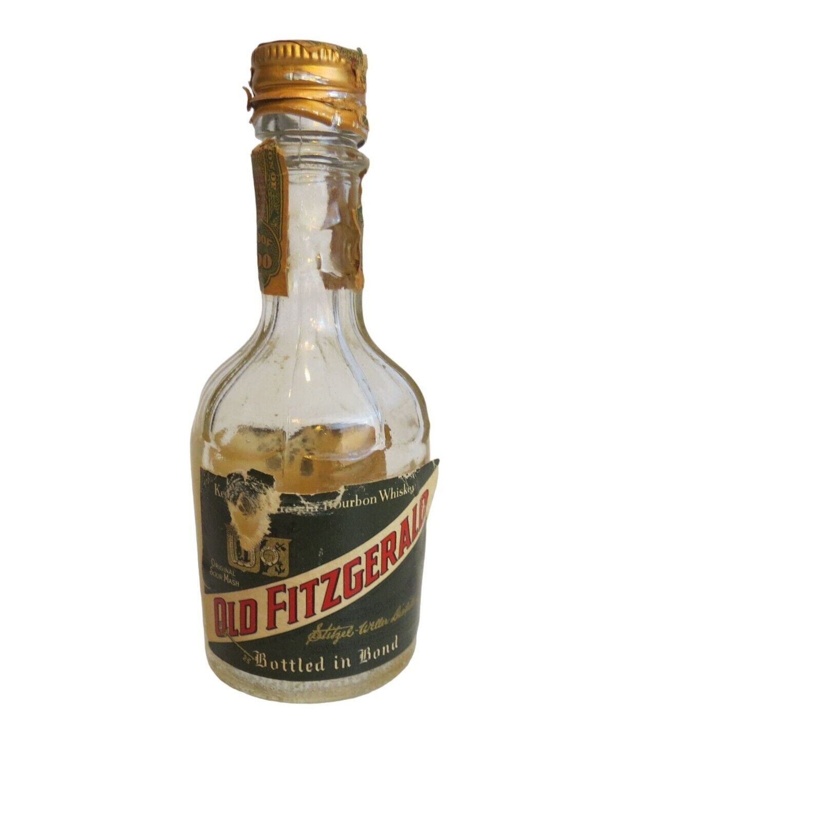 Vintage Old Fitzgerald Miniature Whiskey Bottle Empty Liquor Advertising