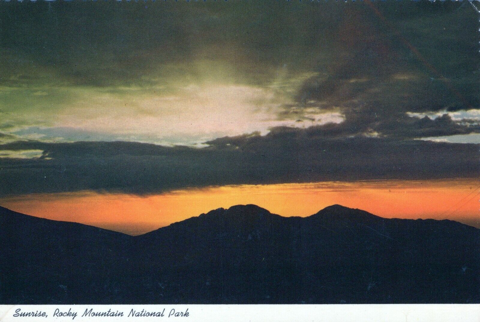 Sunrise - Rocky Mountain National Park. Unposted 4x6 Chrome Postcard