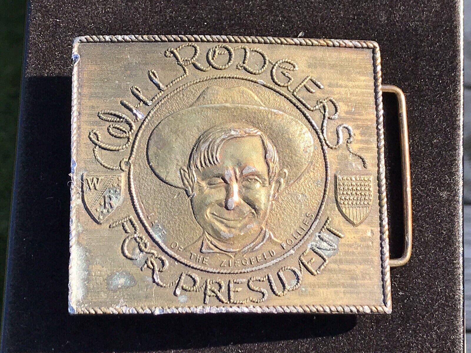 Vintage Belt Buckle - Will Rogers for President Wyoming Studio Art Works