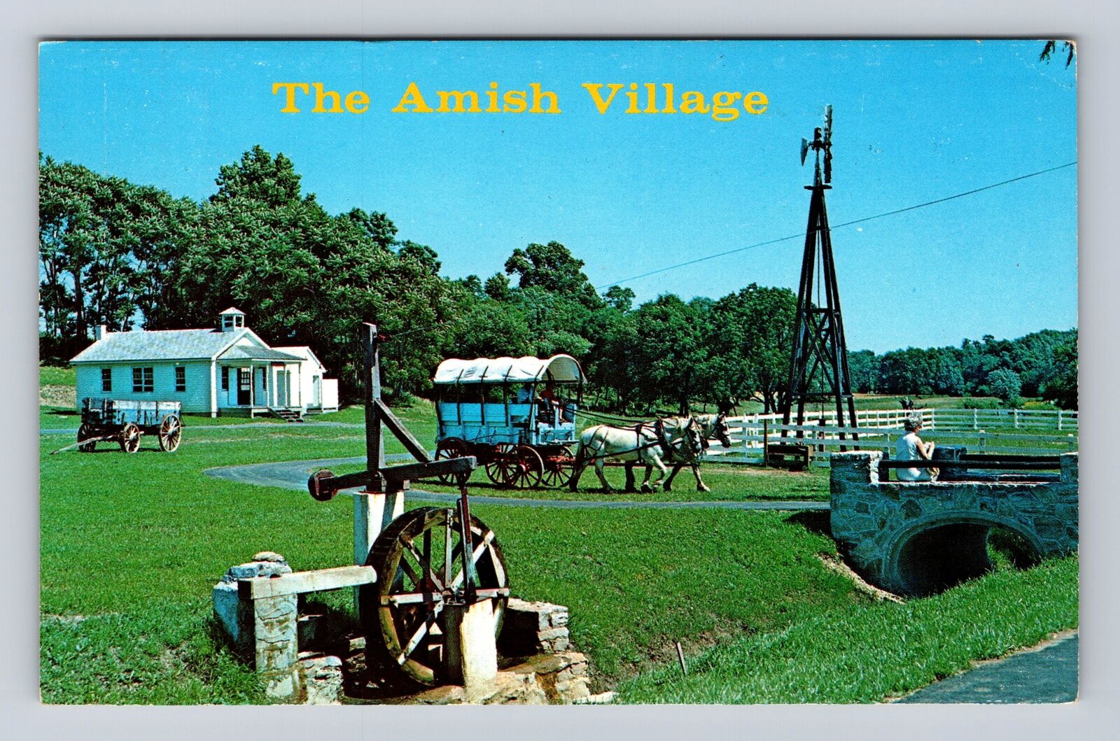 Lancaster PA-Pennsylvania, the Amish Village, Antique Vintage Souvenir Postcard