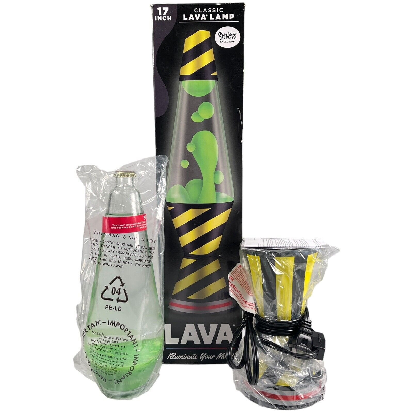 New 17” Classic Green Lava Lamp Caution Tape Decal Spencers Exclusive Schylling
