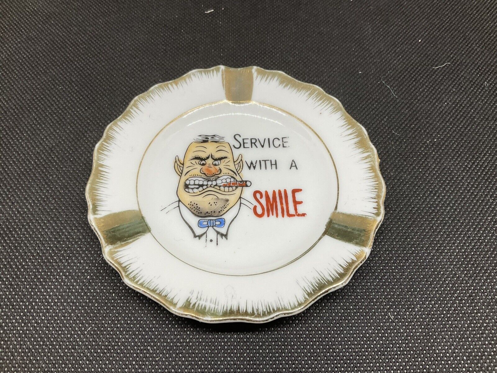Vintage Humorous Novelty Ashtray Service, With A Smile Kitschy
