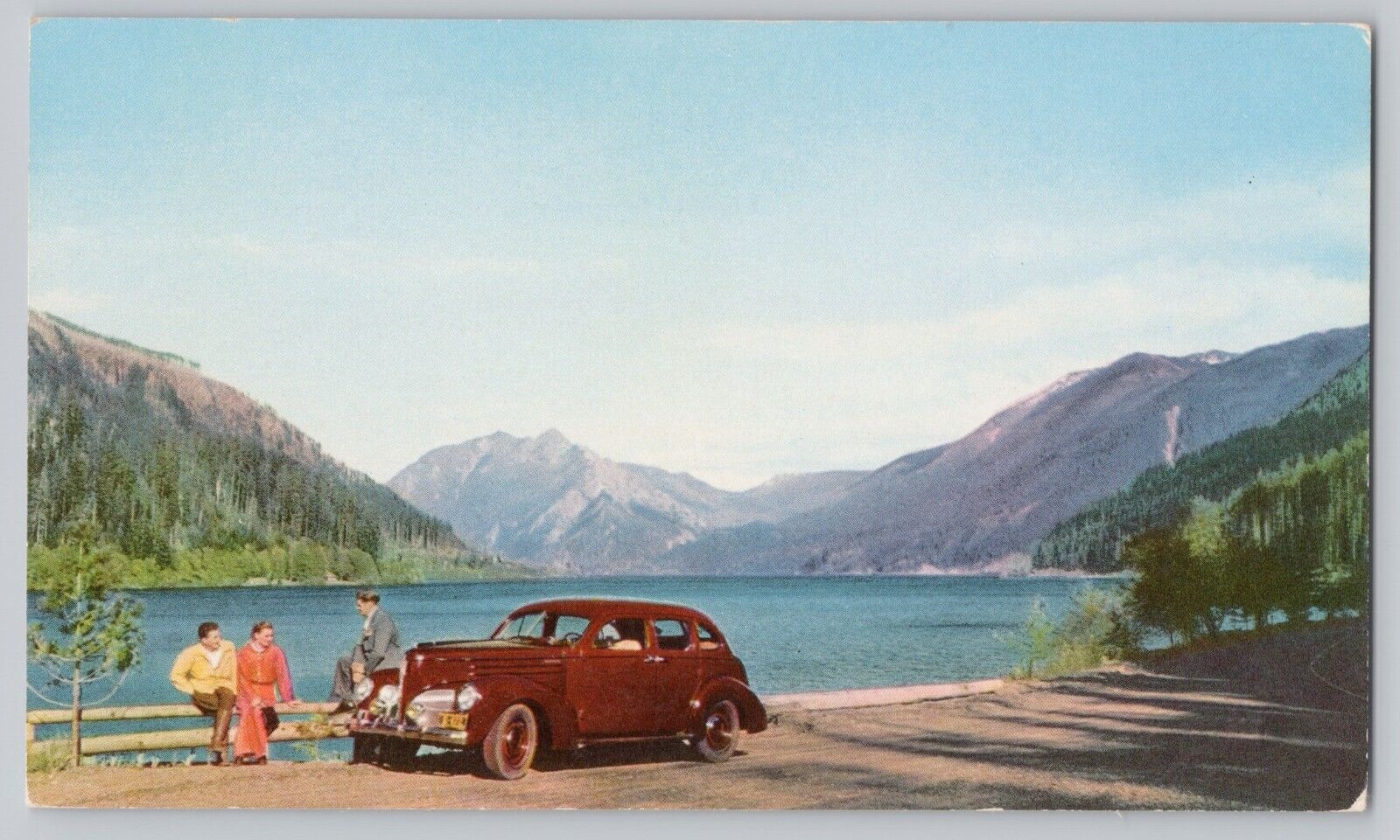 Crescent Lake in Olympic Peninsula Postcard 1939 \