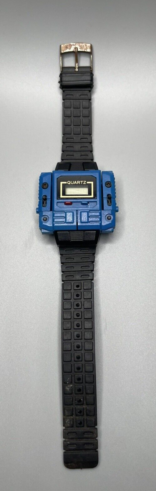 1980s Vintage Transformer Robot LCD Quartz Transformer Wristwatch BLUE