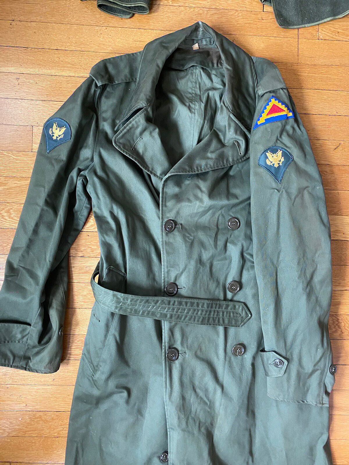 US ARMY Raincoat Mens Medium Military Trench Coat Green 1950’s Vietnam War Era