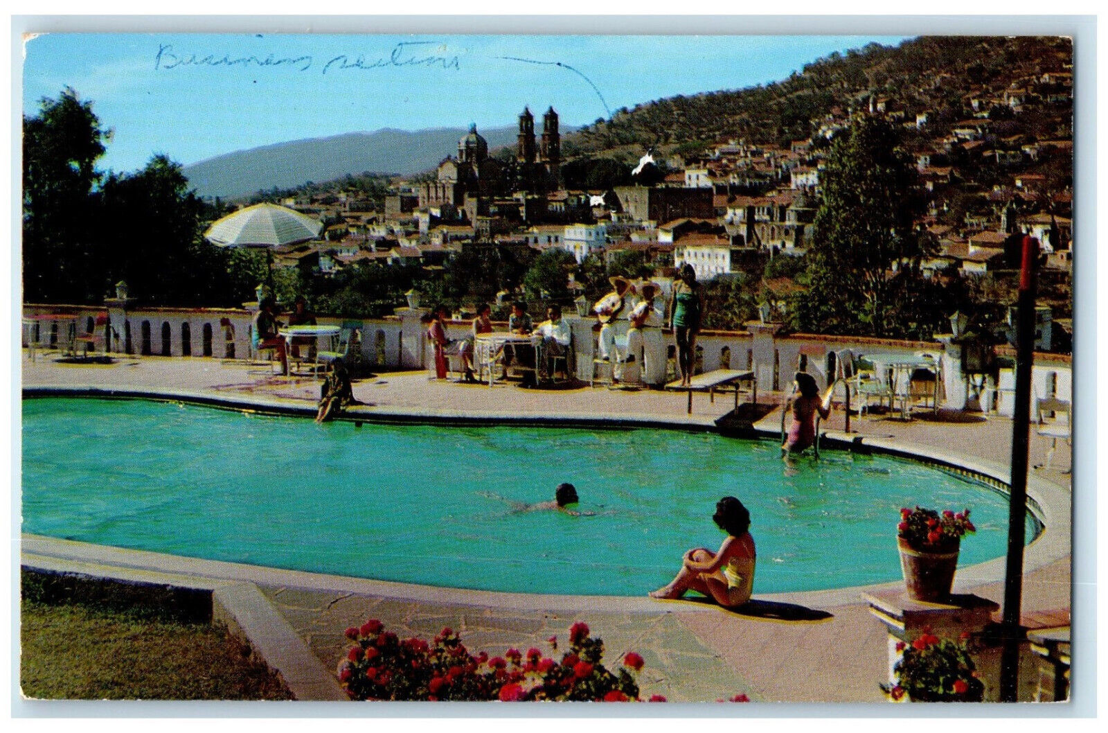 c1950's Swimming Pool at Hotel De La Borda Taxco Mexico Posted Postcard