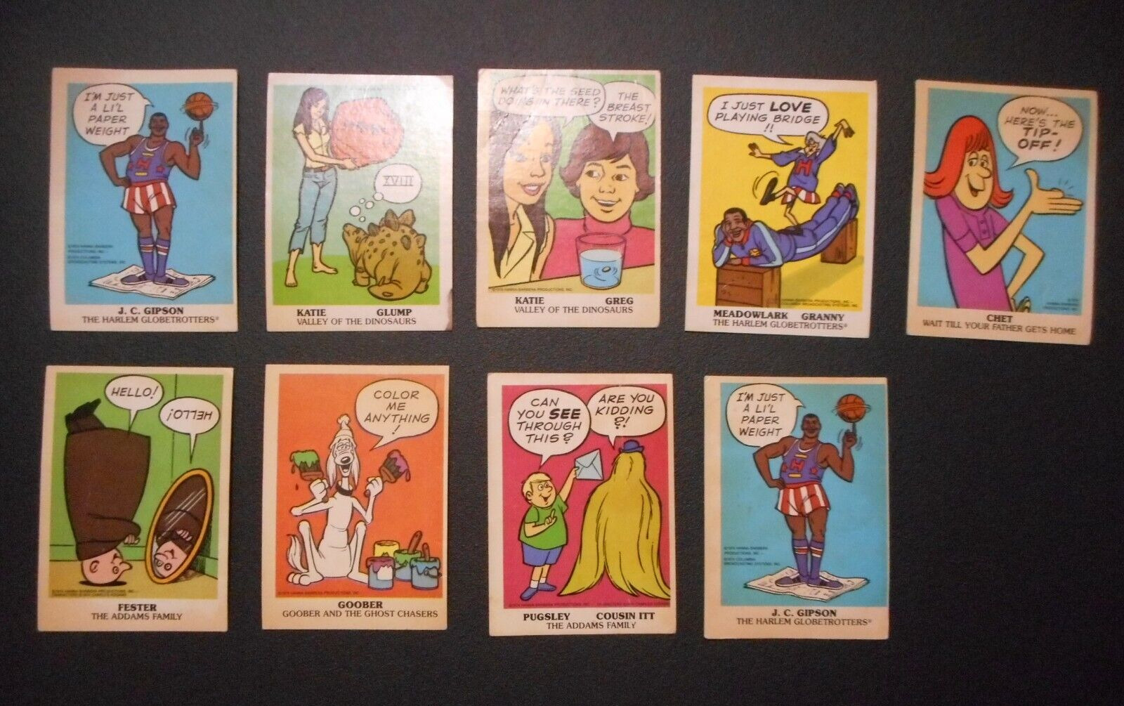 1974 HANNA BARBERA MAGIC TRICK CARDS WONDER BREAD  ADDAMS FAMILY , GLOBETROTTERS