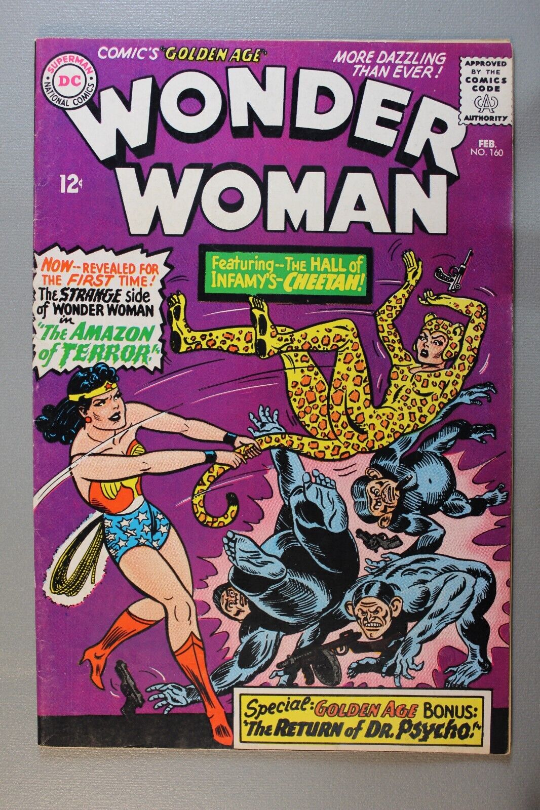 WONDER WOMAN #160 Featuring--The HALL of INFAMY'S-CHEETAH EXCELLANT CONDITION