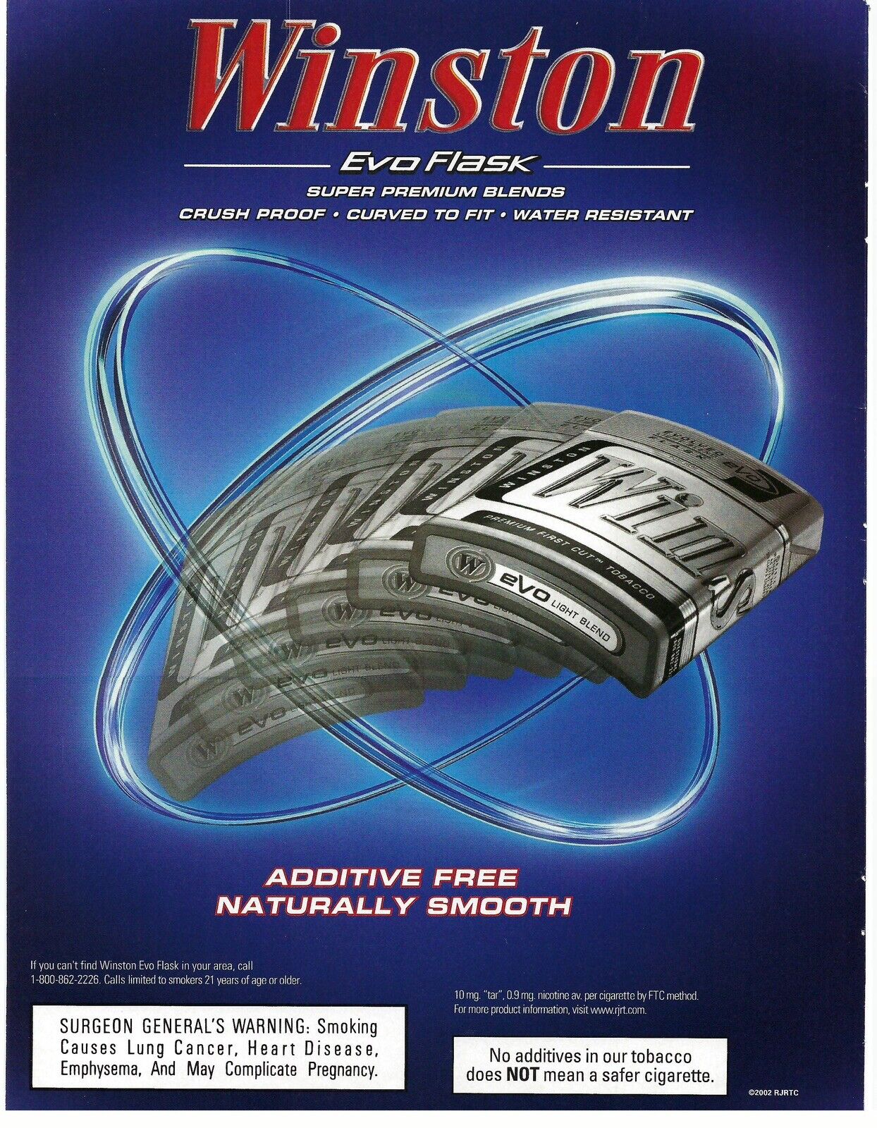 2002 Winston EVO Flask Cigarettes Crush Proof Vintage Magazine Print Ad/Poster