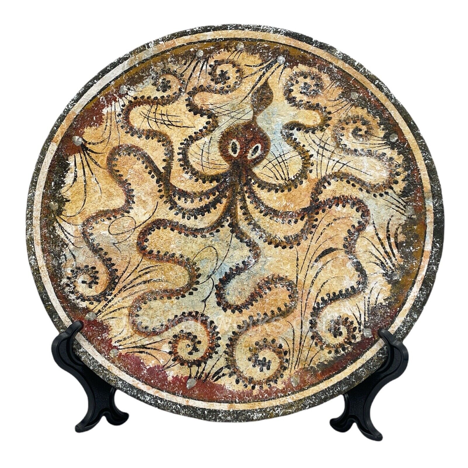 Minoan Painting Octopus Knossos Ceramic Plate Ancient Greek Pottery Décor