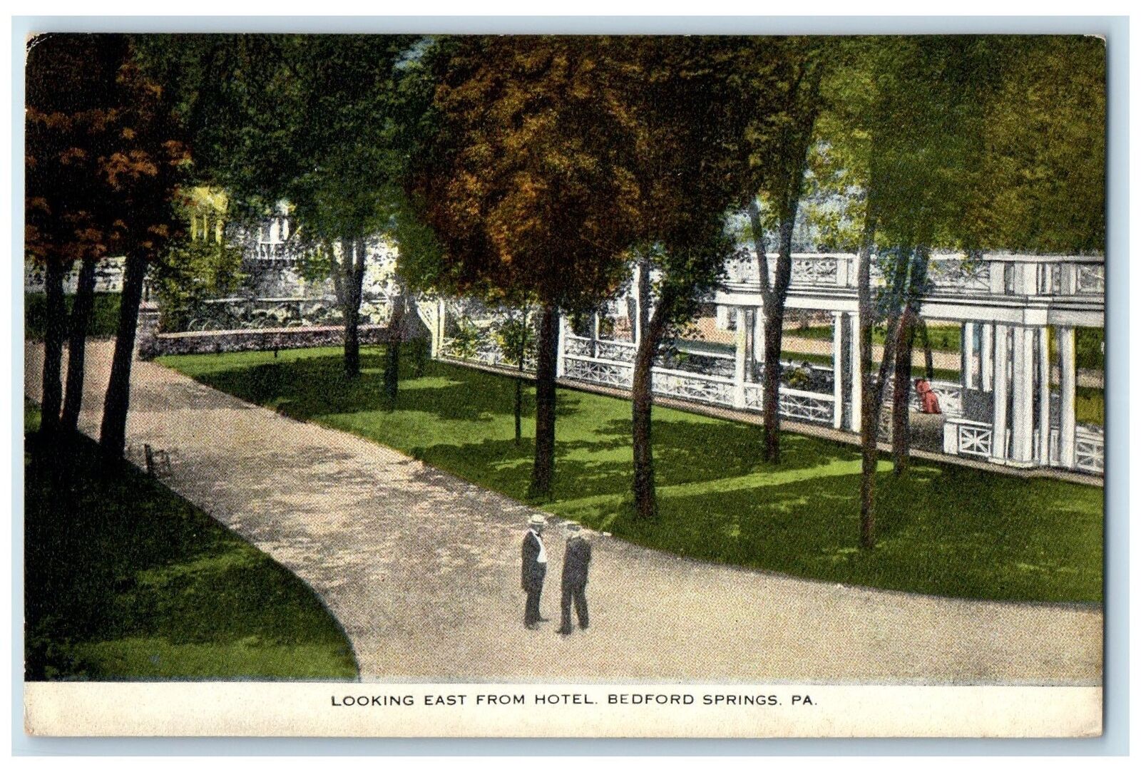 c1920's East From Hotel 2 Gentle Man Bedford Springs Pennsylvania PA Postcard
