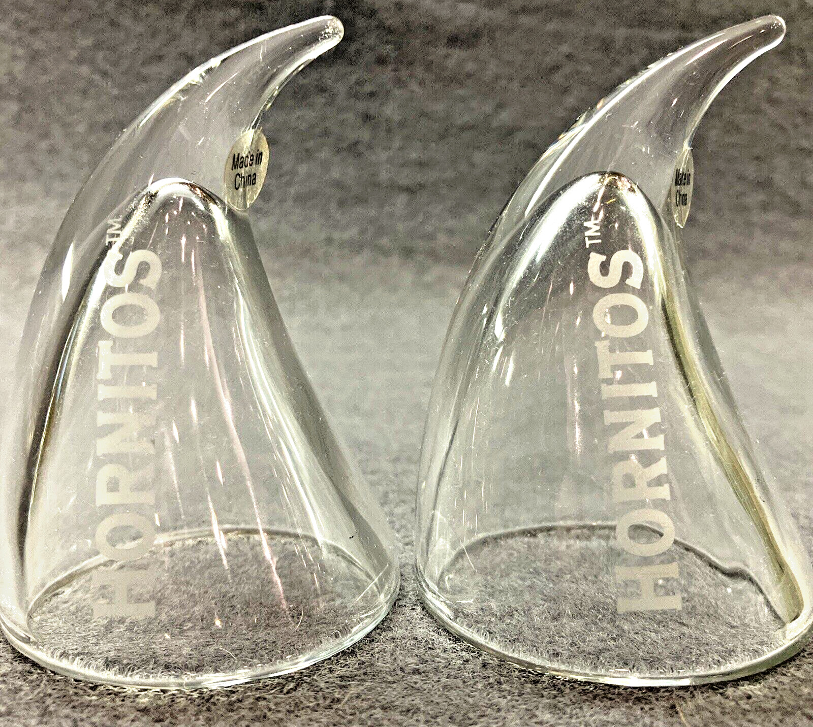 Hornitos Tequila Shot Glasses Unique Horn Shape Etched Logo Collectible Set of 6
