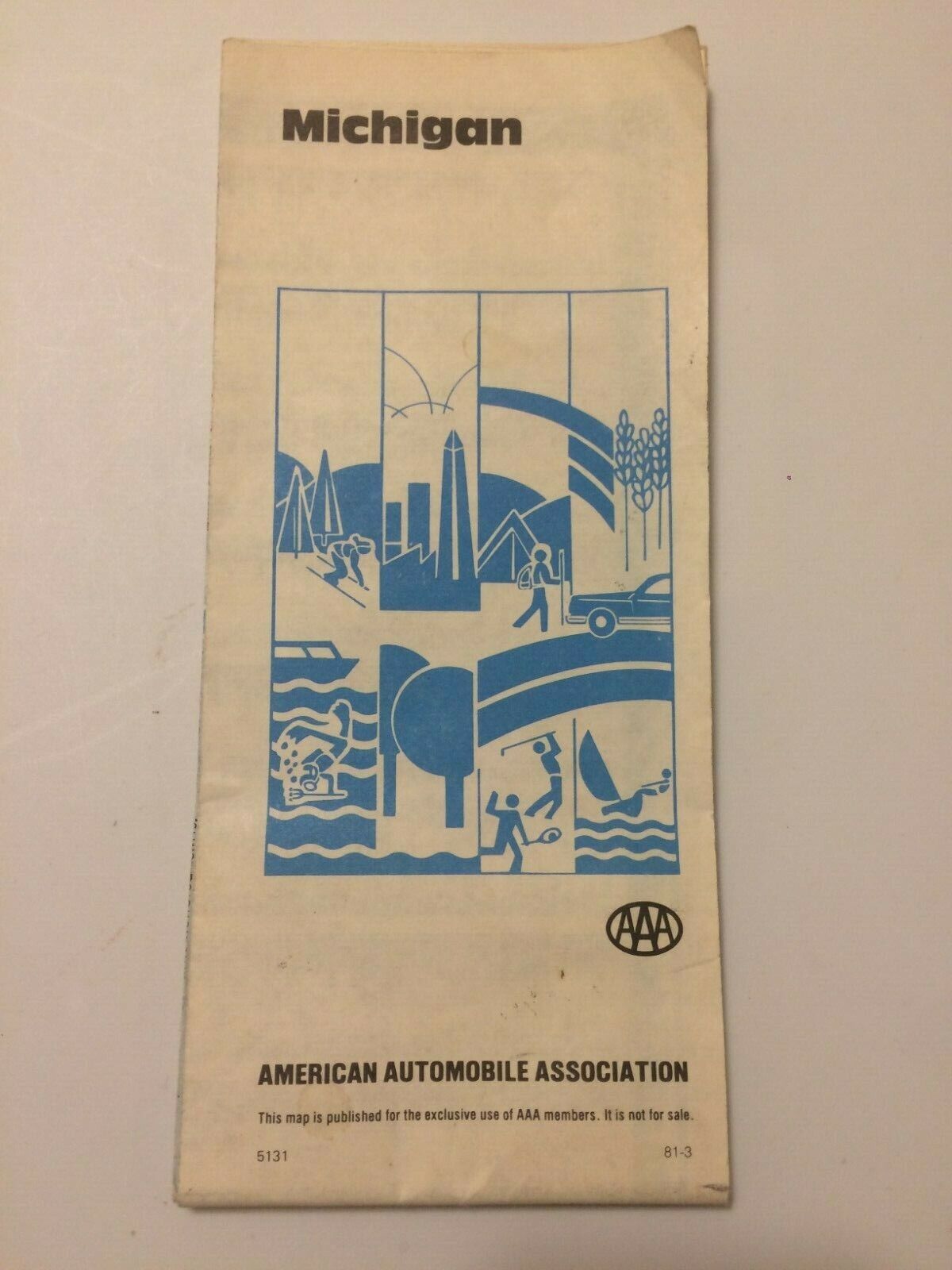 Vintage 1981 AAA Michigan Road Map American Automobile Association 81-3 Retro