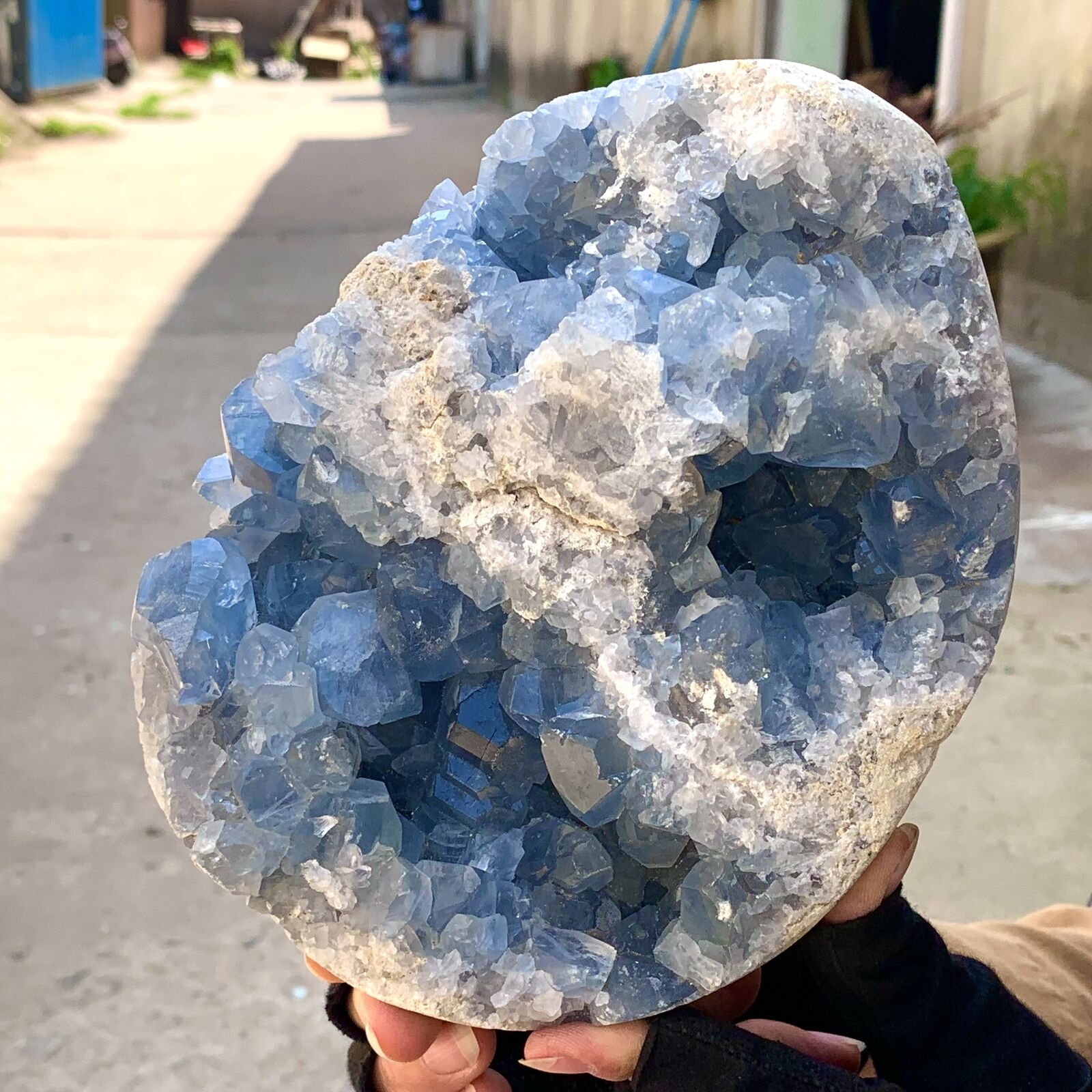 8.98LB Natural Blue Celestite Geode QuartzCrystal Mineral Specimen Healing
