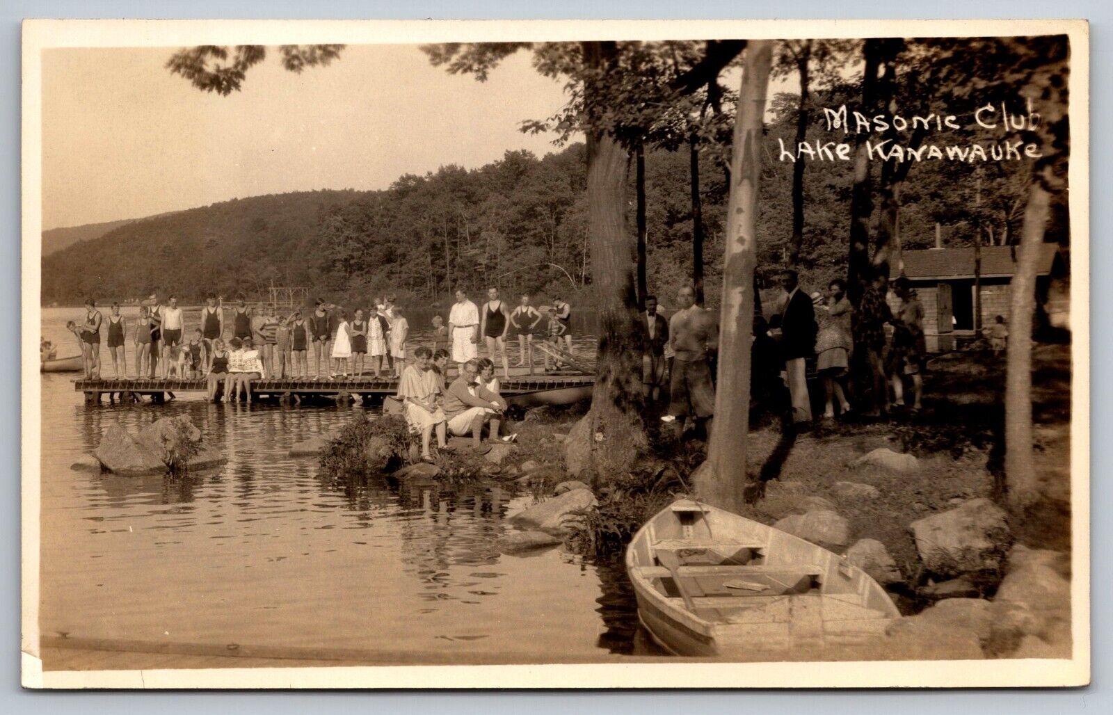 Masonic Club of Haverstraw. Lake Kanawauke, New York Real Photo Postcard RPPC