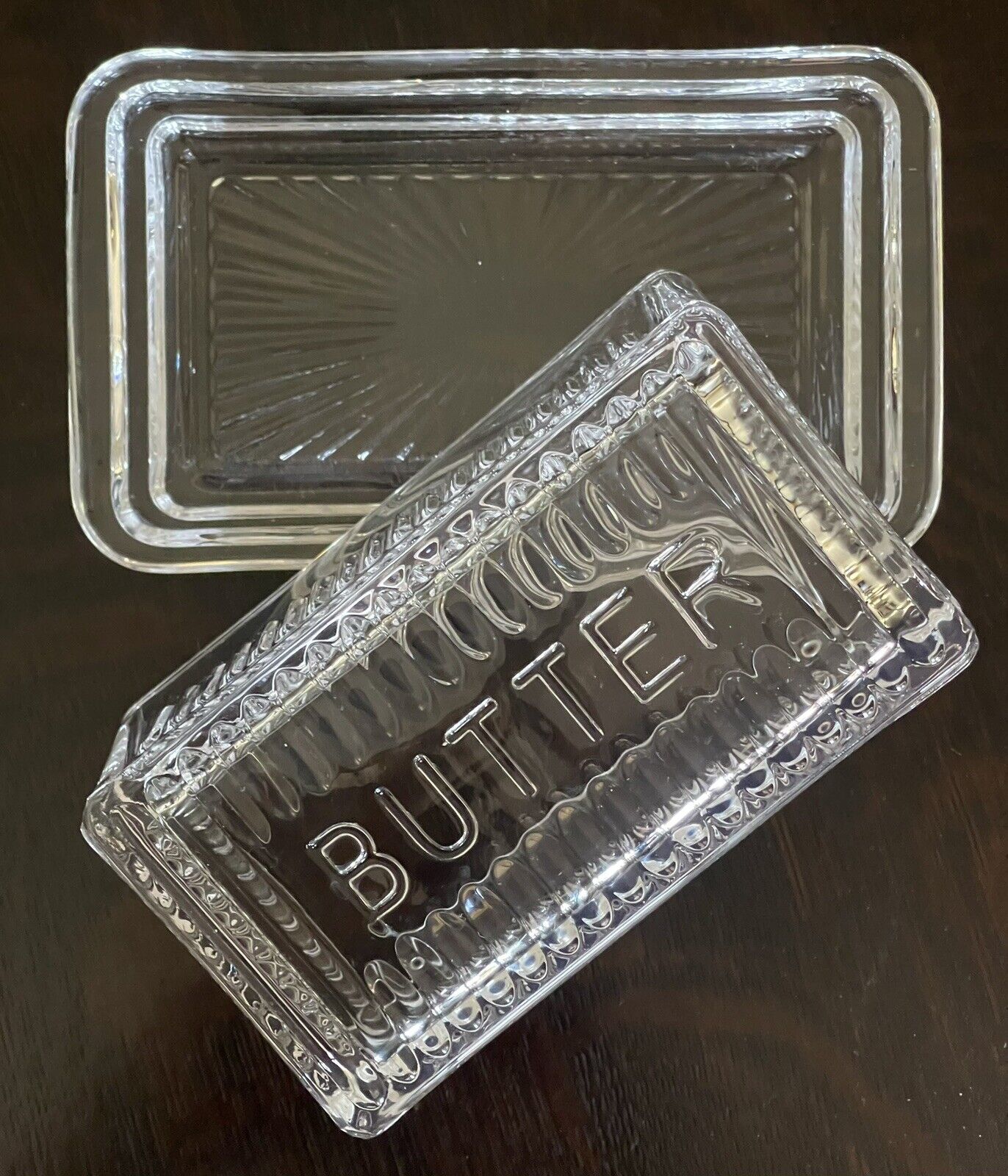 Vintage Clear Glass European Butter Dish