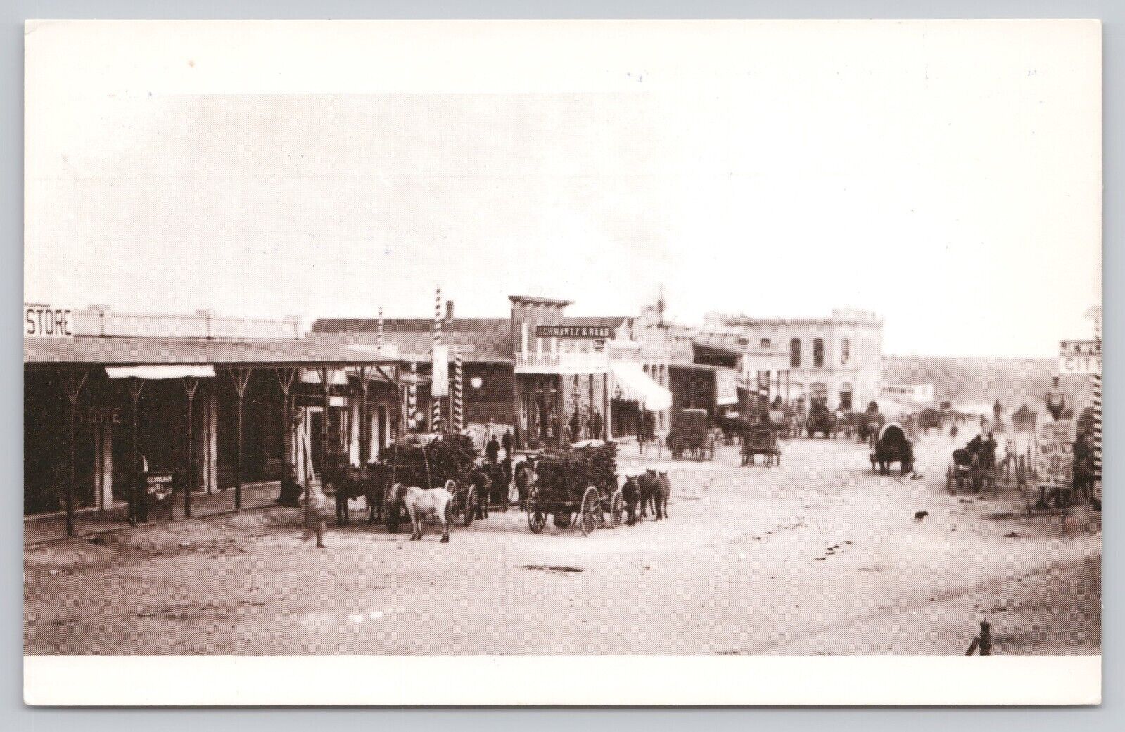 San Angelo Texas, Looking East on Concho Ave in 1900, Vintage Postcard