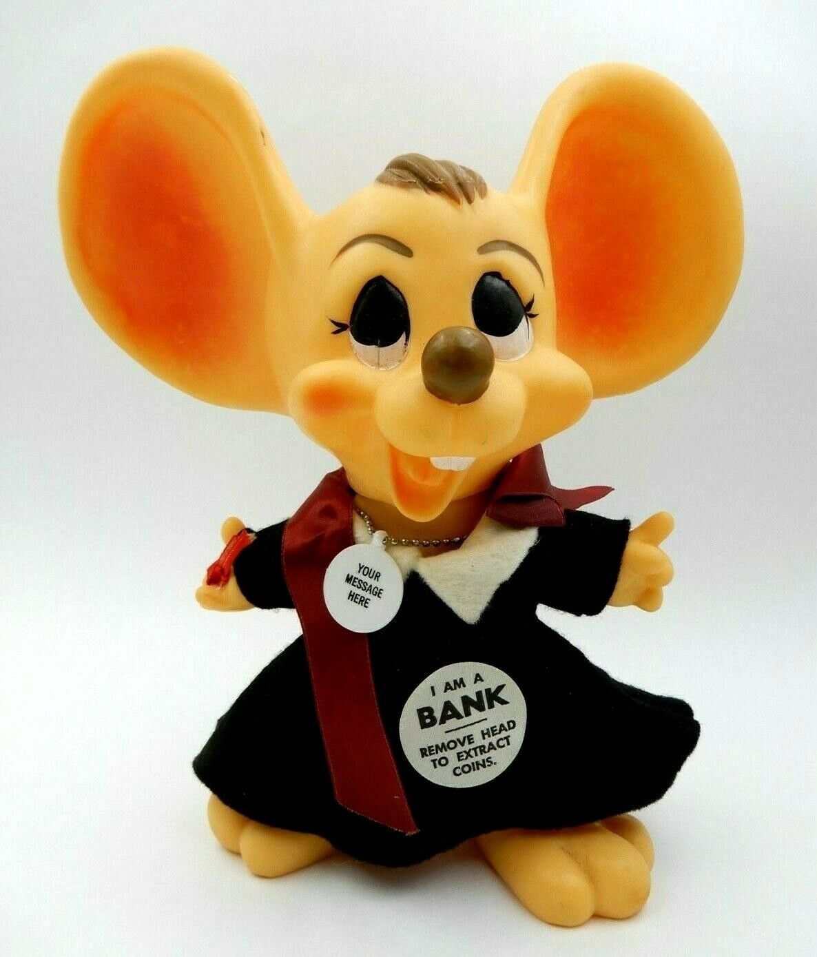 VINTAGE 1960\'S ROYAL INDUSTRIES GIANT MOUSE BANK CREDIT UNION FIGURINE COIN BANK