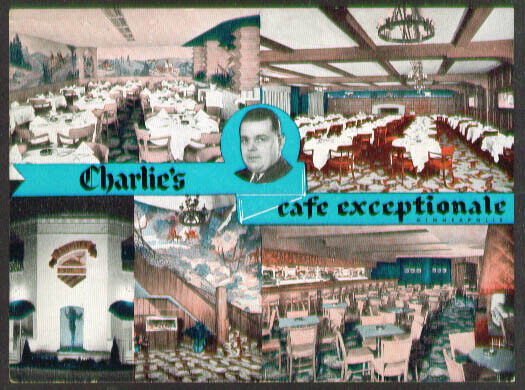 Charlie\'s Café Exceptionale Minneapolis jumbo postcard 1940s