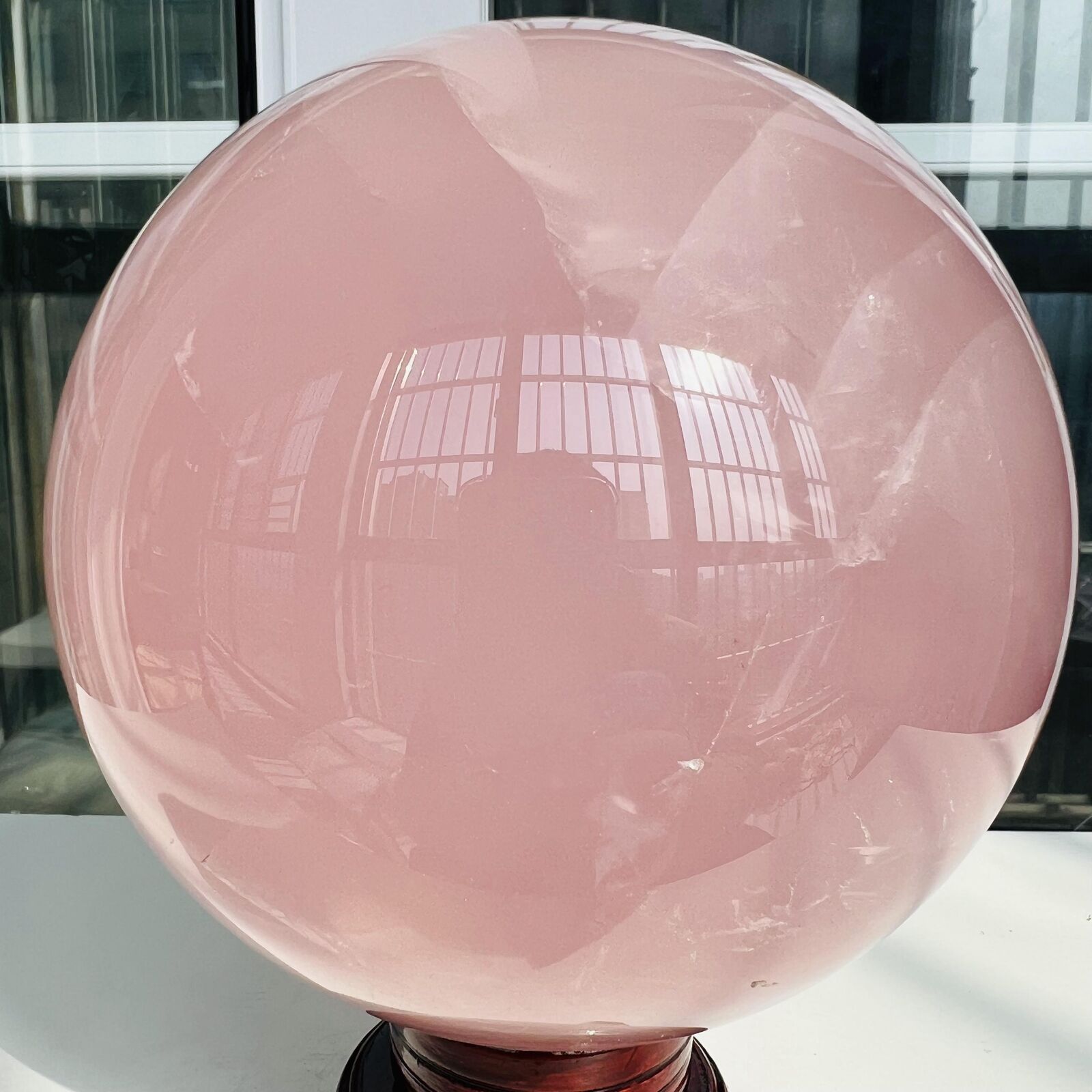 Natural Pink Rose Quartz Sphere Crystal Ball Decor Reiki Healing 10LB