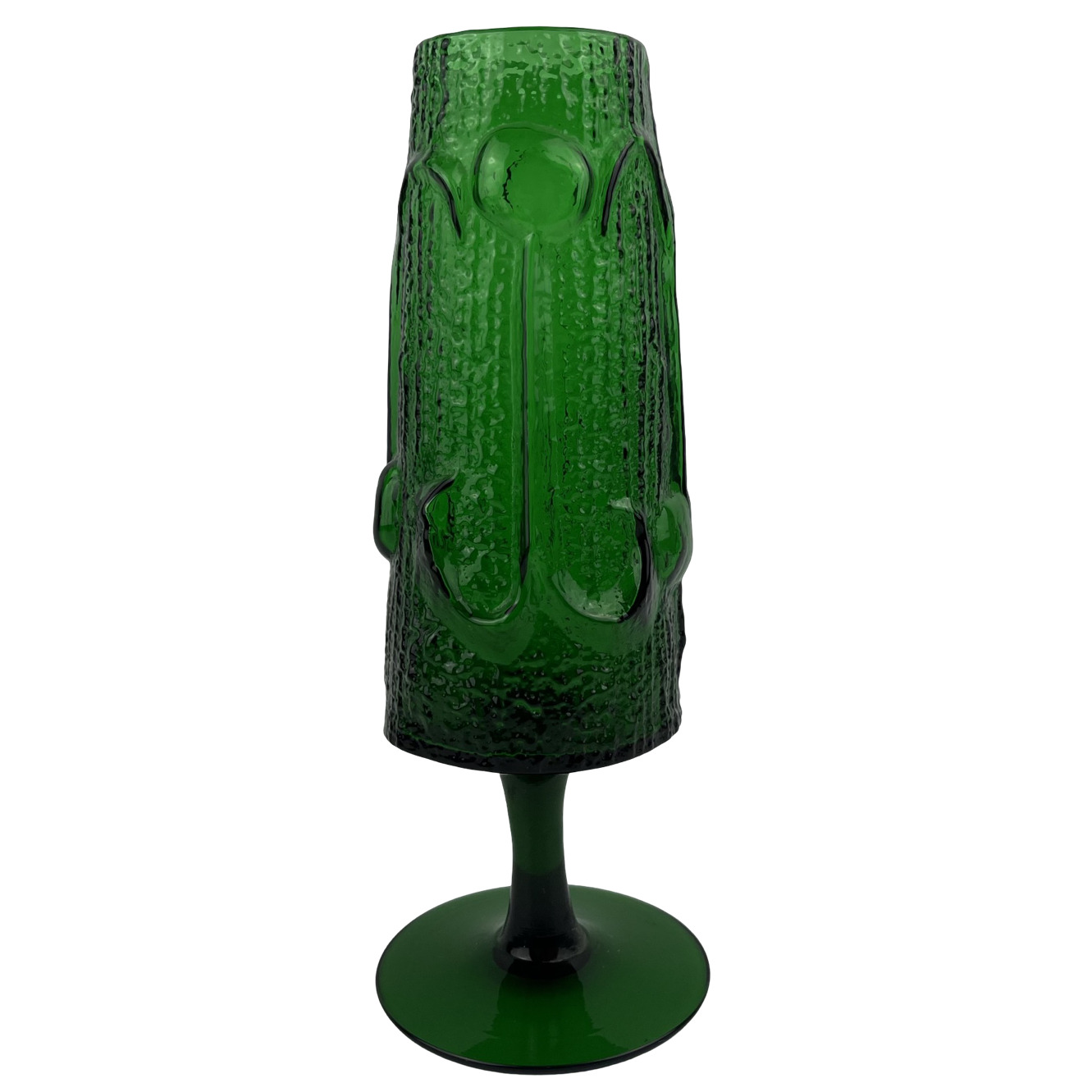 Stelvia Wayne Husted Pedestal Vase Antigua Emerald Green Glass 10 3/4\