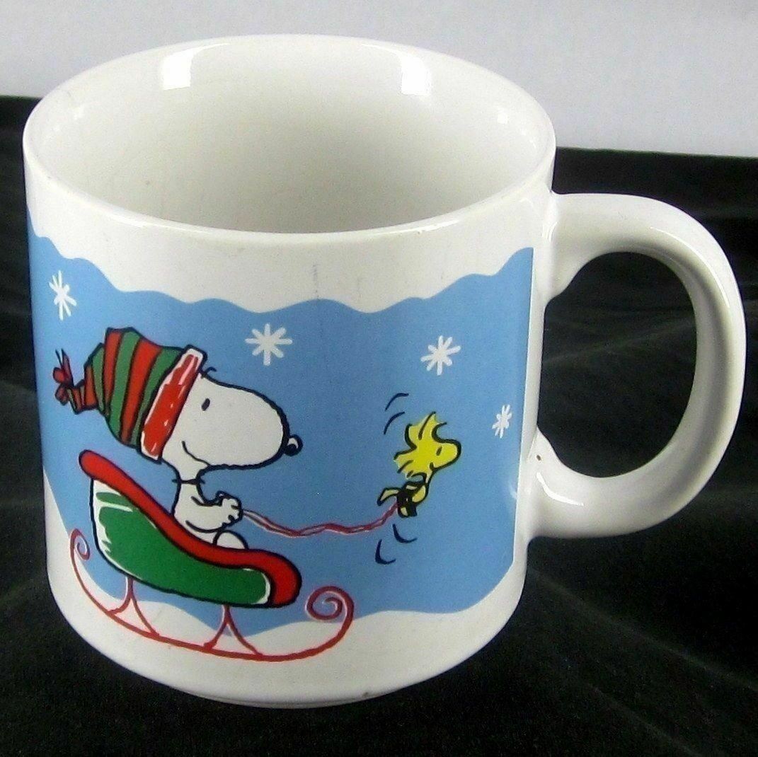PEANUTS WILLITTS SNOOPY WOODSTOCK SLEIGH SNOWFLAKES CHRISTMAS VINTAGE CRAZING