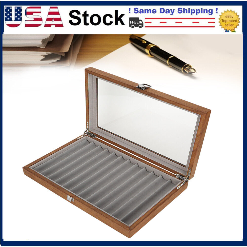 Wood Pen Display Box for 12 Pens DisplayWooden Fountain Pen Display Gift Box
