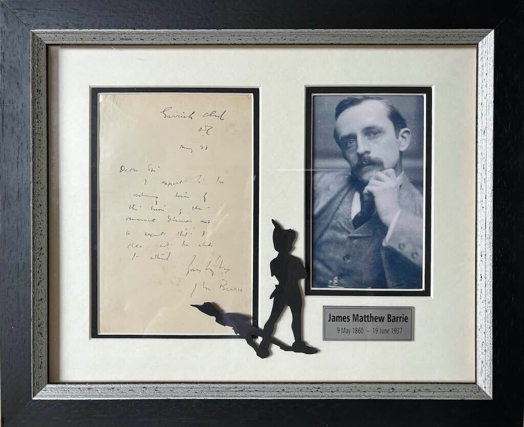 J M BARRIE HAND WRITTEN LETTER Mounted and Framed (PETER PAN)