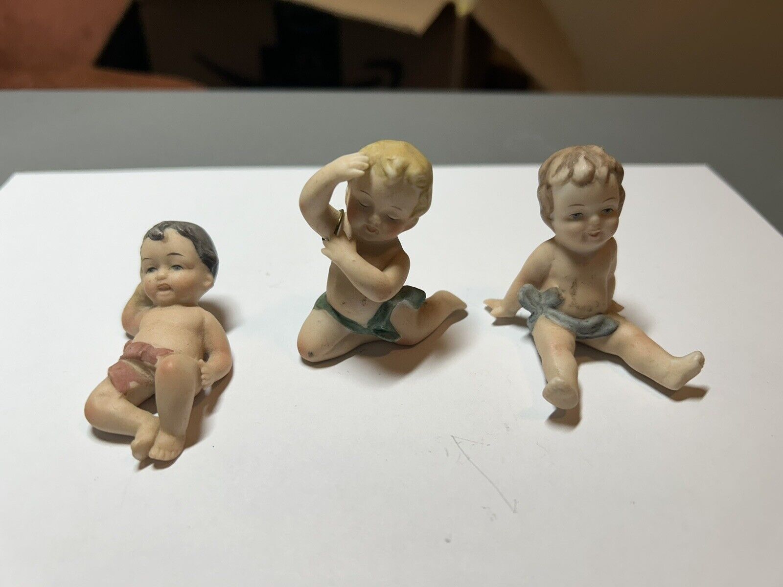 3 Vintage L&M Porcelain Bisque Baby Dolls - 2 Inches