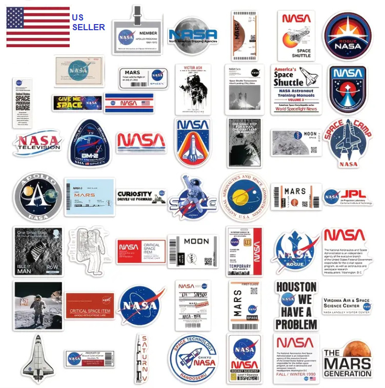 24 NASA Mission Vinyl Decals Shuttle Apollo Mars & MORE Fun Space Sticker Swag
